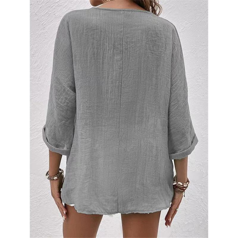 Neuer Damen Chiffon Cardigan V-Ausschnitt Knopf Langarm Leicht Casual Oberteile
