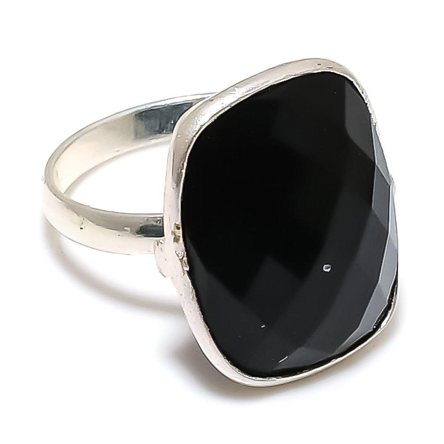 Black Spinel Gemstone Handmade 925 Sterling Silver Jewelry Ring Size 6 GK-6069
