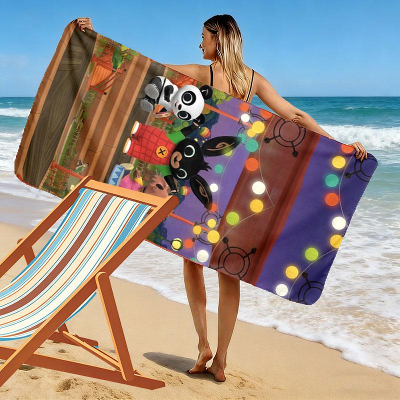 Bing Print Beach Towel, Large Soft Quick Dry Towel for Beach Camping Swimming