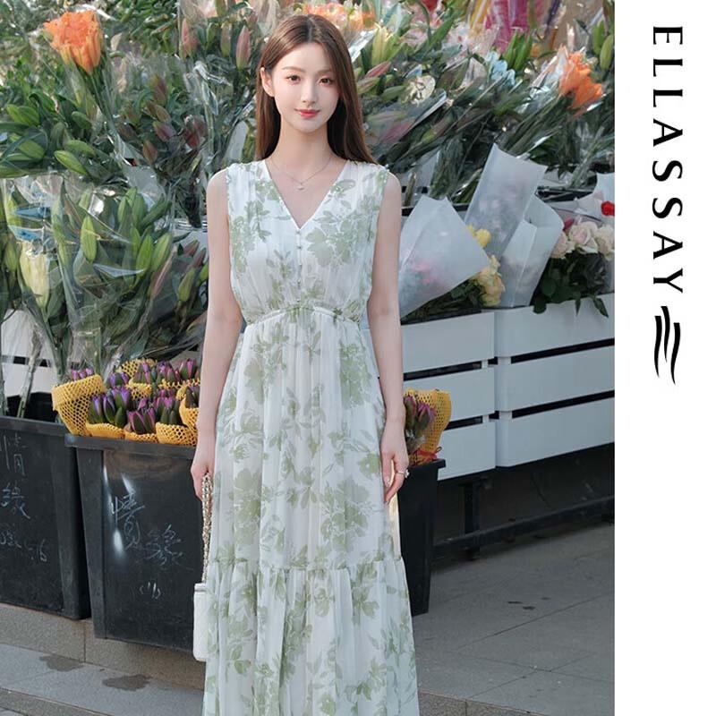 ELLASSAY Elegant Floral Mulberry Silk Midi Dress