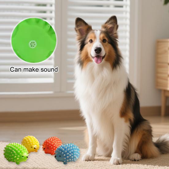 Interactive Dog Chew Toy Hedgehog Shape Squeaky Dog Chew Toy Spiky Teeth Cleaning Toy Bite-Resistant for Aggressive Chewers