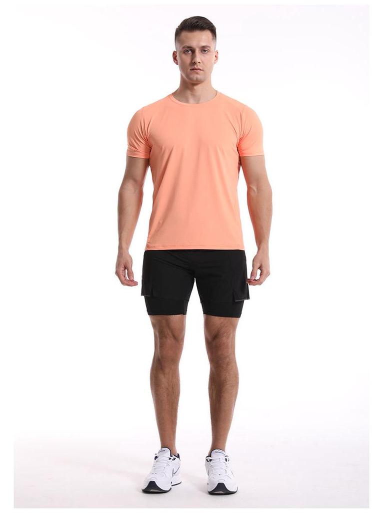 Men's Quick-Dry Sports T-Shirt: Solid Color, Breathable, Short Sleeve for Running & Fitness