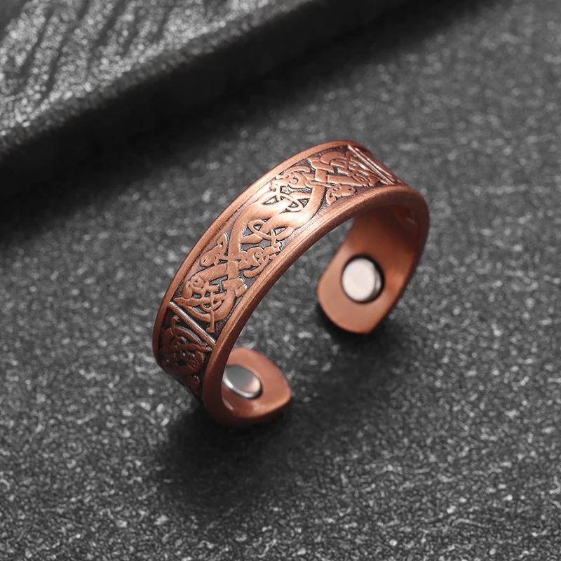 Celtic Bear Claw Copper Ring Magnetic Energy Treatment Joint Pain Ring for Women Men Retro Fashion Healthy Weight Loss Jewelry