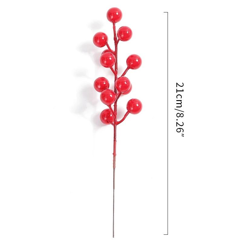 10/20pcs Chritsmas Decoration Red Berry Branches Cherry Stamen Garden Home Decor Xmas New Year Gifts Wedding Flowers Accessories