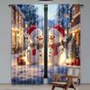 2D Flat Printing 2pcs Christmas Curtains Day Snowman and Christmas Tree8 Digital Printed Polyester Drapes Birthday Party Use for