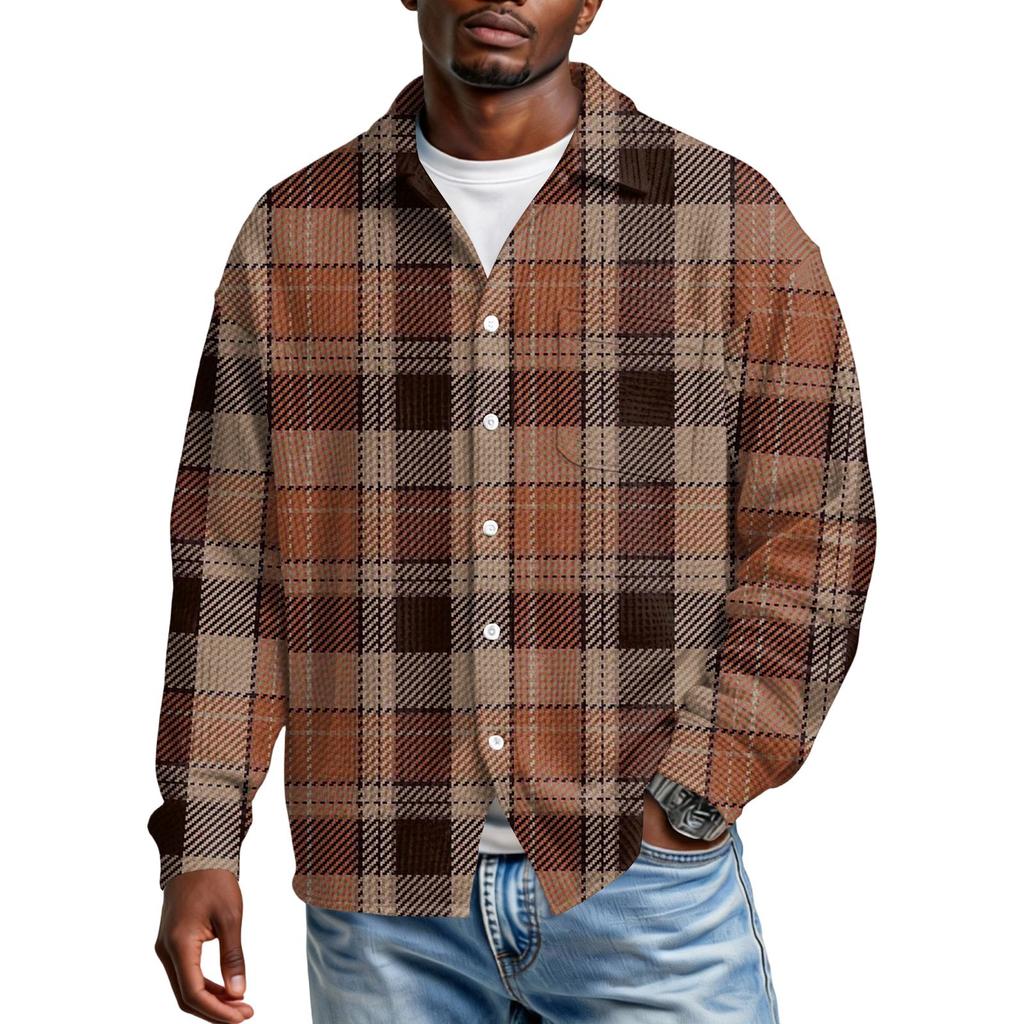 Chemise Décontractée à Boutons et Manches Longues pour Homme avec Poche