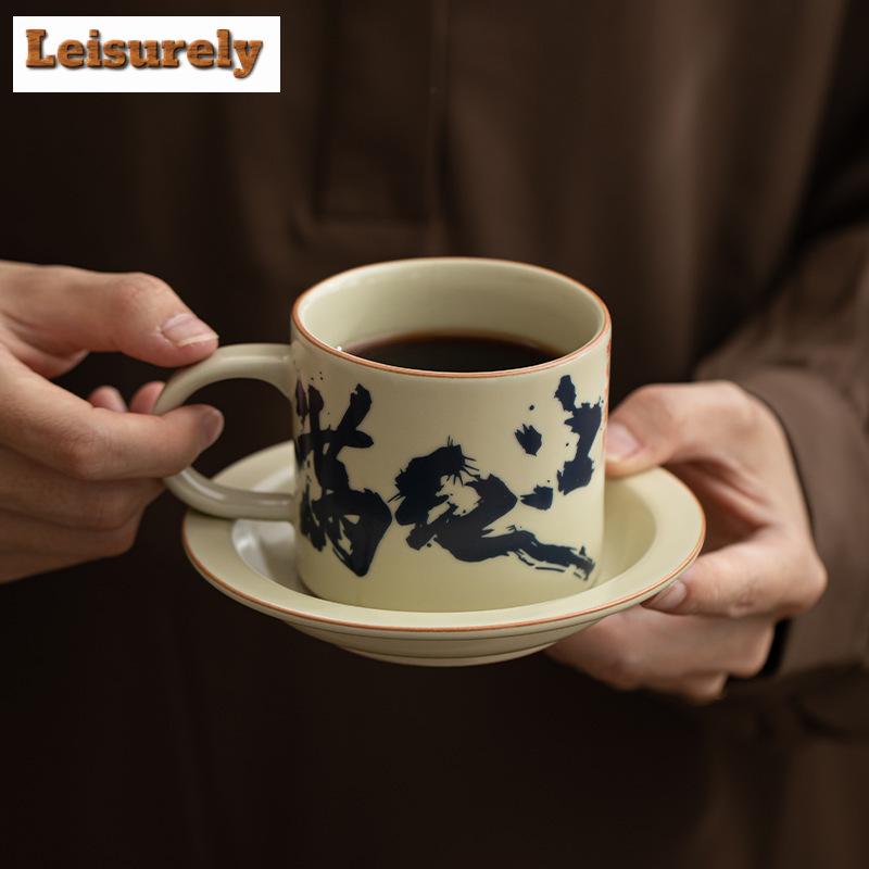 180ml Imitation Song Ru Kiln Ceramic Coffee Cup Chinese Man Jianghong Personal Work Office Mug Afternoon Tea Mug Work Office Mug