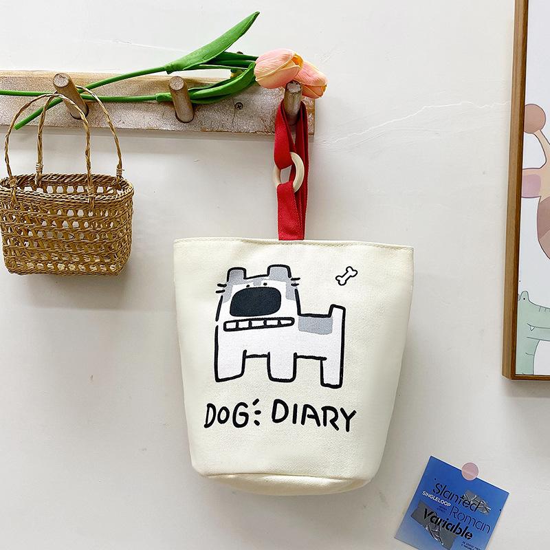 

Office workers canvas bag cartoon niche bucket type convenient storage bag, handbag handbag female