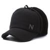 Black Letters N Cotton Hat Elderly Men Winter Large Ear Protection Warm Thick