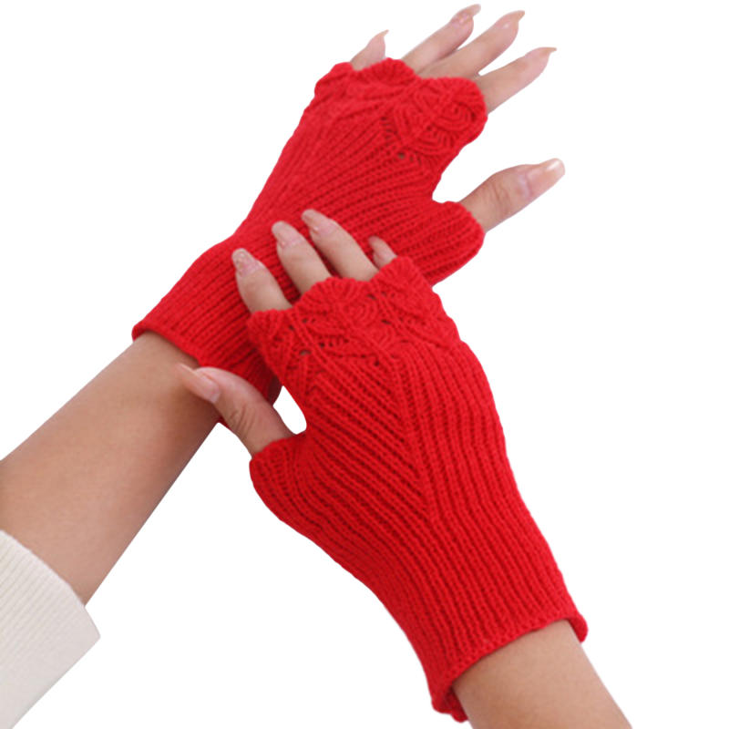 Women Knitted Warm Half Gloves Autumn Winter Fingerless Gloves Arm Sleeve Girls Fashion Casual Accessories Mittens