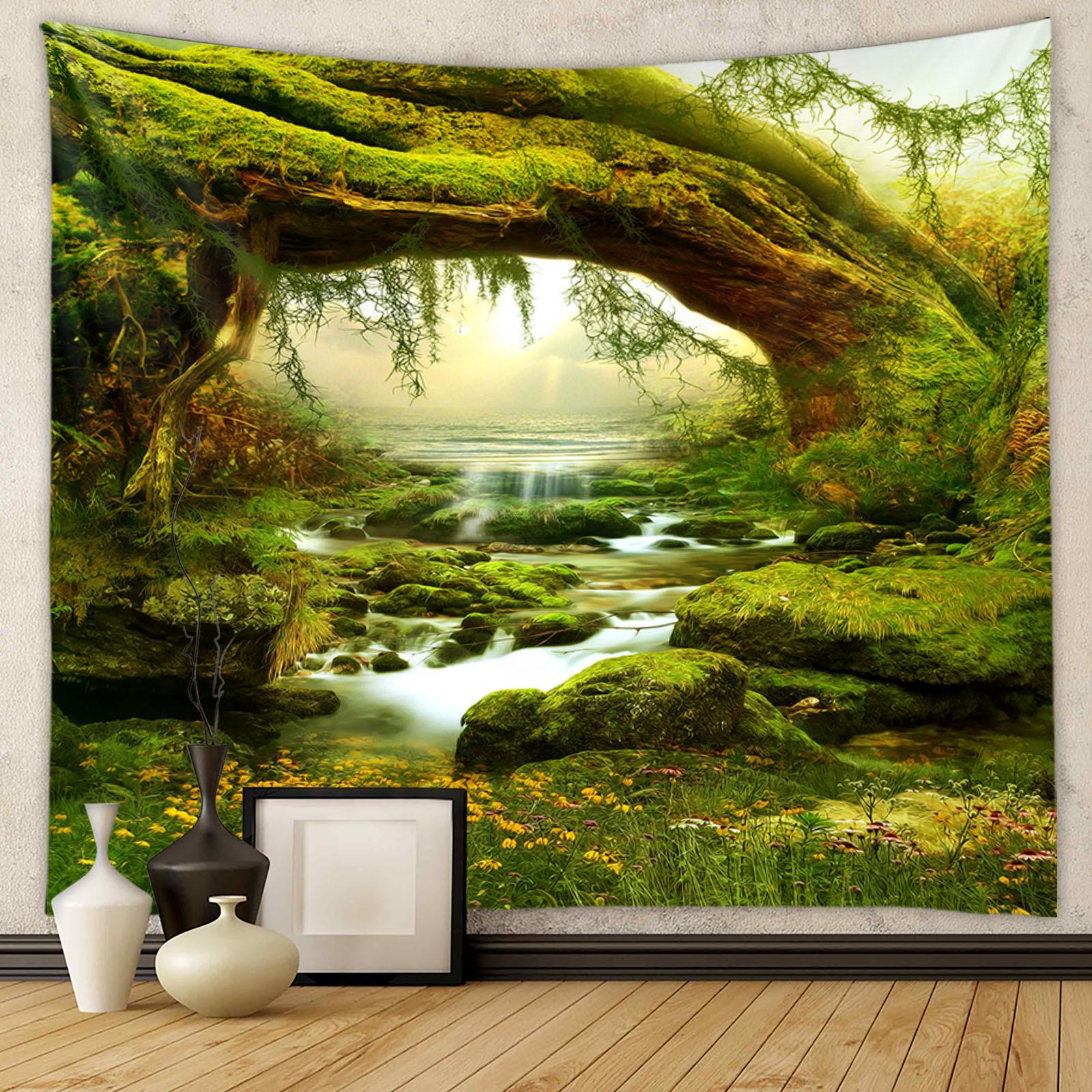 

Домашній гобелен на стіну Лісовий гобелен Фонова тканина для декору вітальні спальні Декоративне настінне мистецтво 100 x 150cm