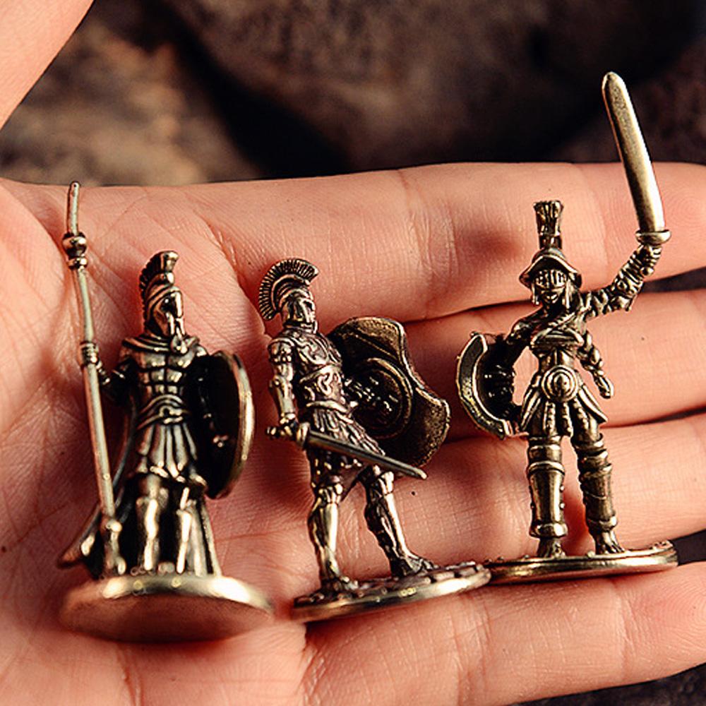 Vintage Brass Spartan Warrior Statue Twelve Types of Rome Soldier Models Figurine Game Props Desktop Ornaments Home Craft Decor