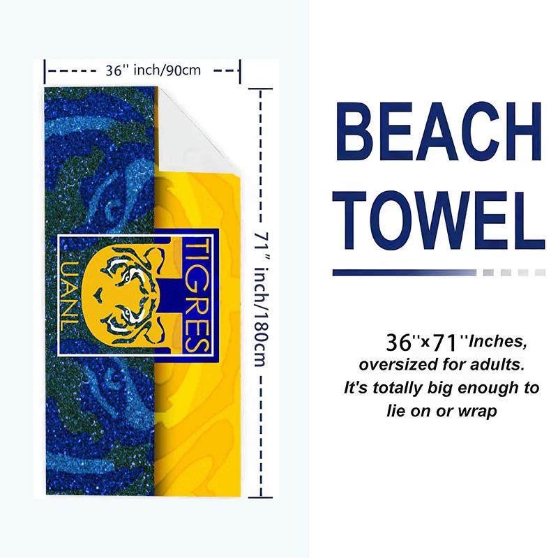 Tigres uanl Print Beach Towel, Large Soft Quick Dry Towel for Beach Camping Swimming