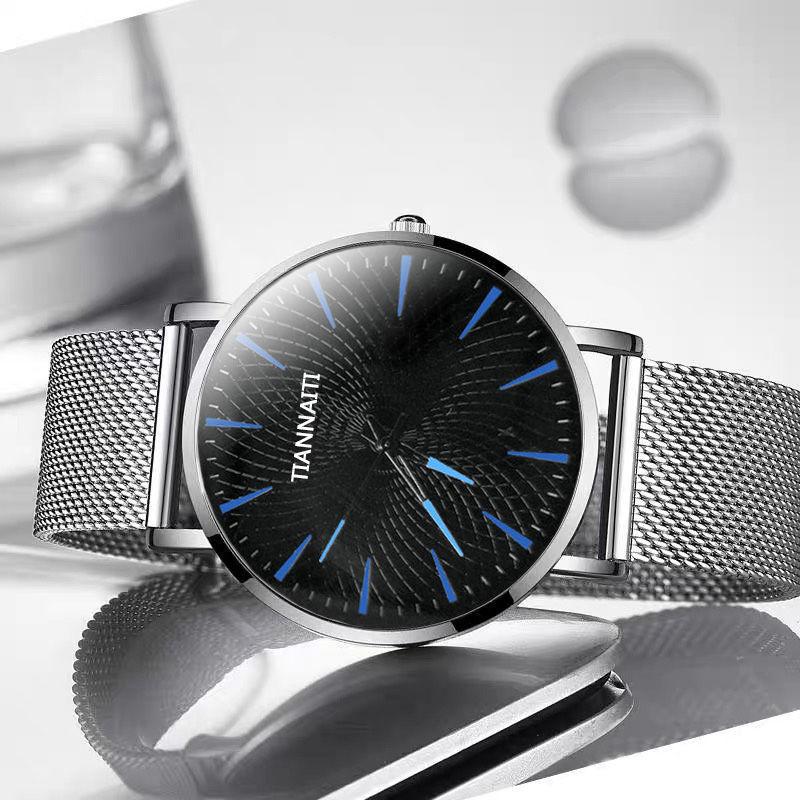 

Новые ультратонкие мужские немеханические часы, модные простые часы, мужские часы, корейская версия, модные часы с сетчатым ремнем синий