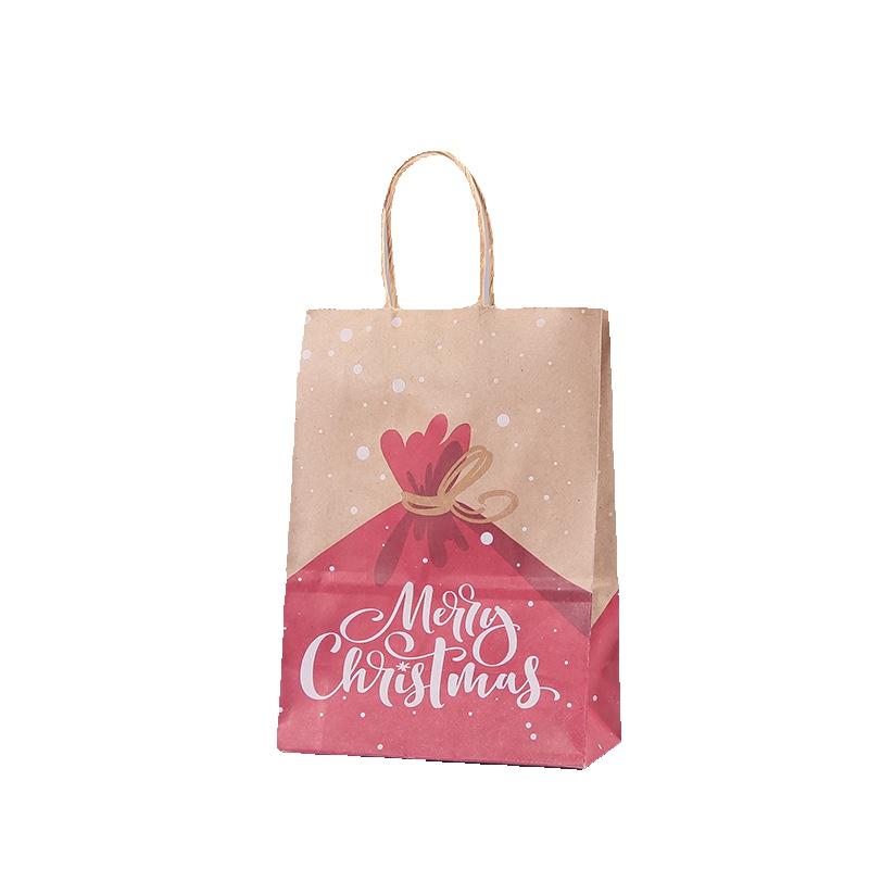 10pcs Happy Christmas Kraft Paper Gift Bag Xmas Santa Claus Candy Biscuit Bag Christmas Gift Hand Bags For New Year Present