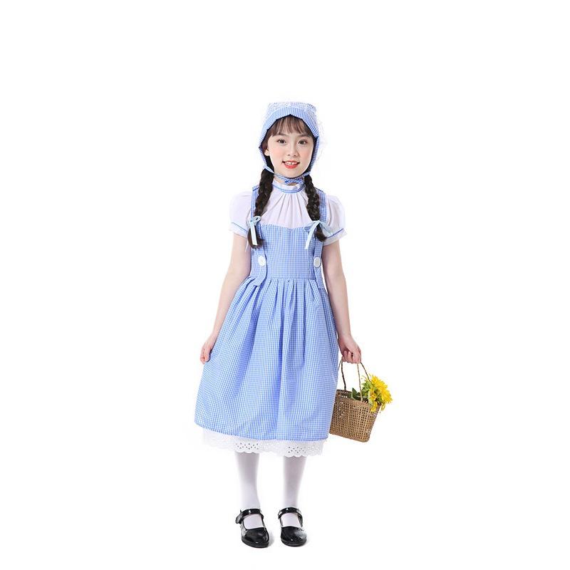 Children's Day The Wizard of Oz Dorothy Princess Dress Costume Plaid Maid Pastoral Stage Dress