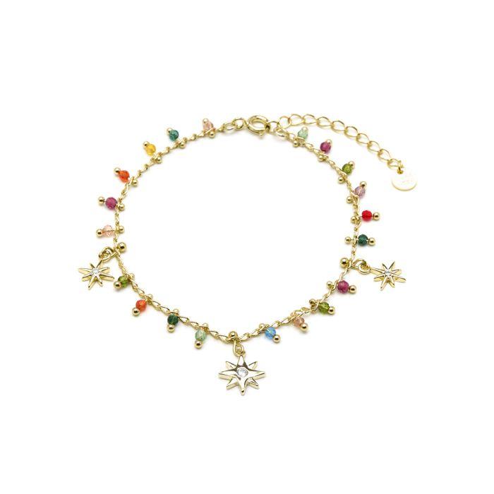 Bracelet - Luxenter - Huin - Argent 925 - Or Jaune 18k - Cristal Multicolore