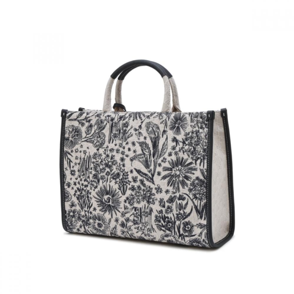 Daks Navy Flower Embroidery Jacquard Large Tote Bag Dcba5f655n2