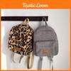 Chic Breathable Plush Leopard Print Backpack For Children In Grey And Tan