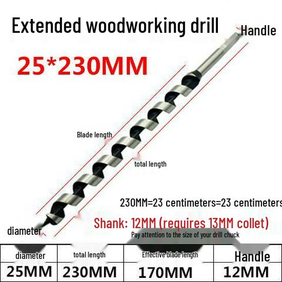 Extended Hex Shank Forstner Drill Bit for Woodworking - Door & Panel Hole Opener