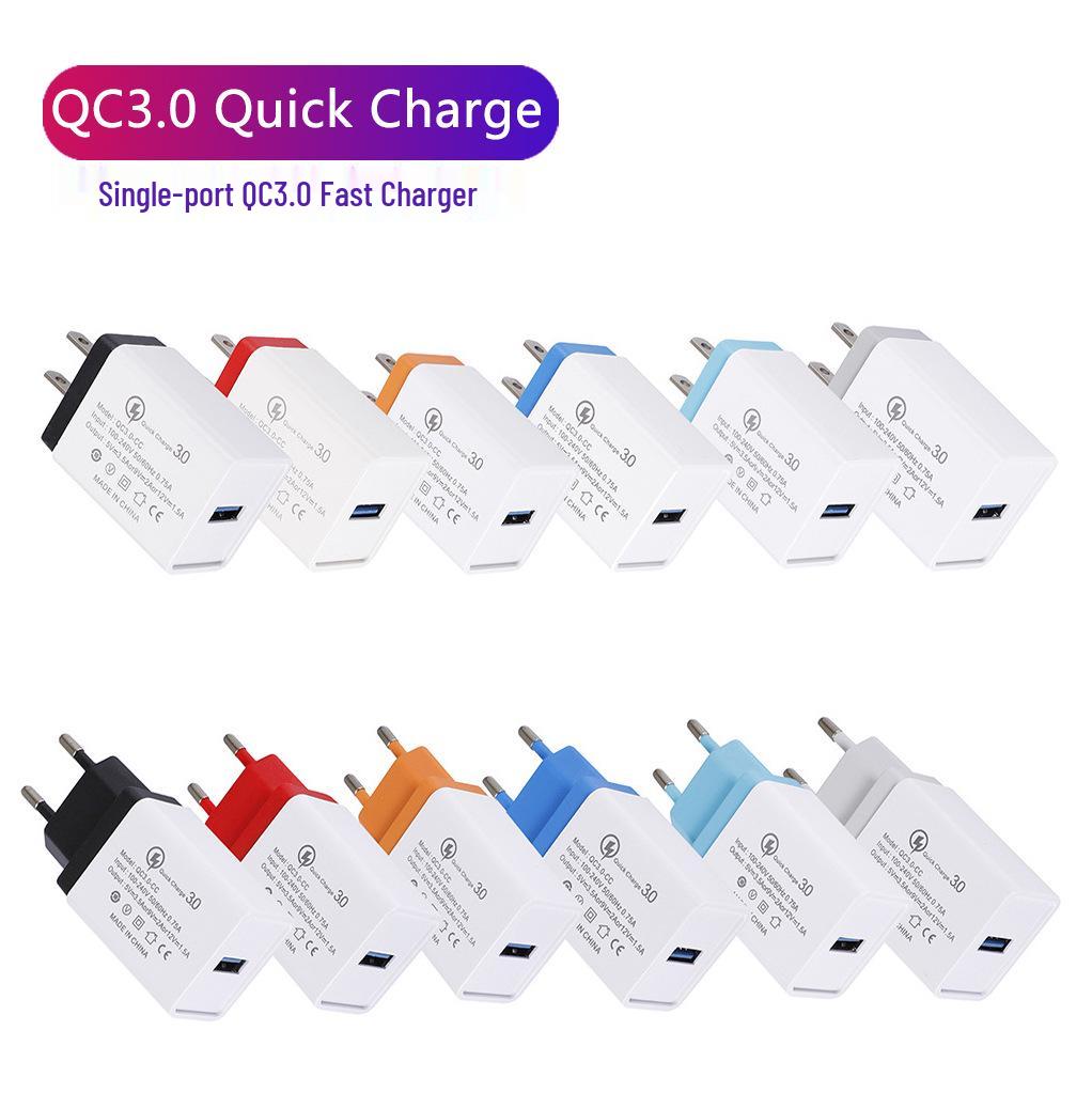 3A QC 3.0 Fast Charging USB Mobile Charger, Single Port, EU Standard