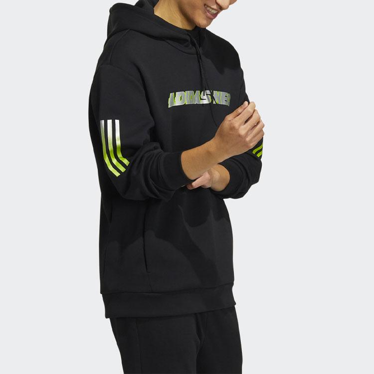 Adidas Felpa Sportiva con Cappuccio a Righe con Stampa Logo Neo Uomo Top Nero H45192