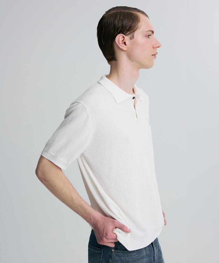Liimaen Boucle Knit Polo Shirt White
