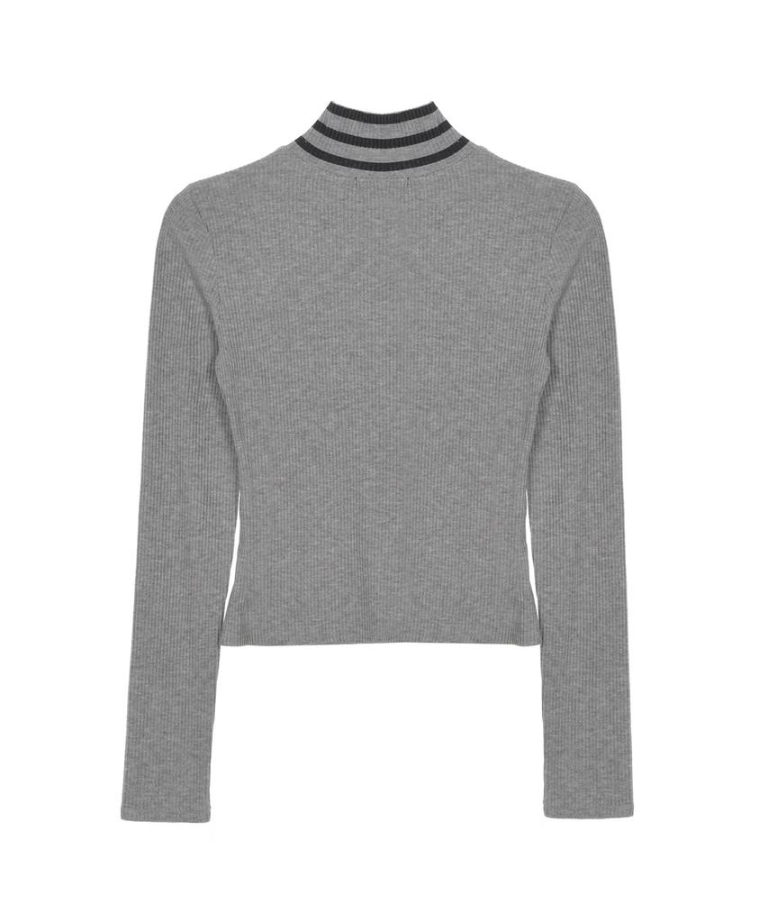 Nigaennikol Nicole Slim Ribbed Knit Zip Up_Gray