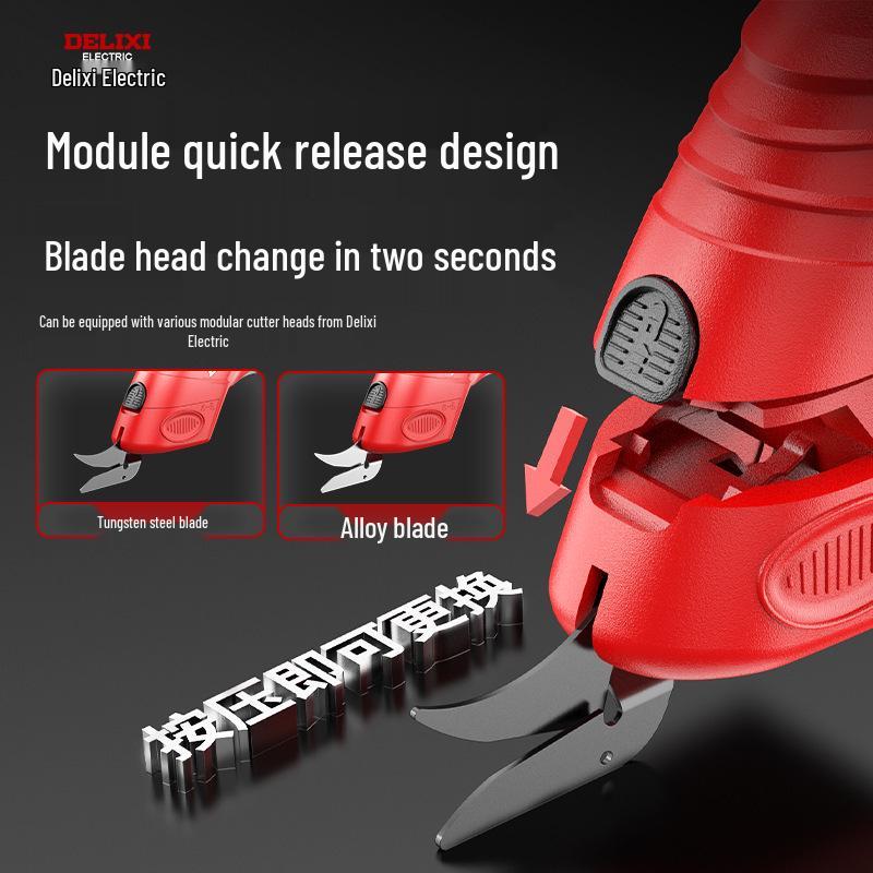 Delixi Portable Electric Scissors for Fabric Cutting - Handheld, Lithium Battery Powered