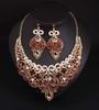 Elegant Full Diamond Clavicle Necklace & Earring Set for Evening Dress & Bridal Wear