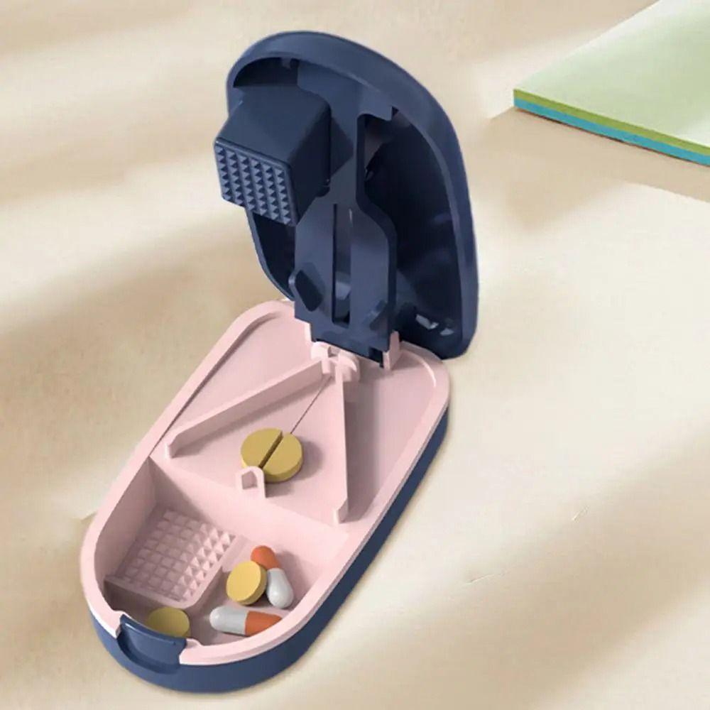 Multifunctional Pill Box with Pill Cutter 3 in 1 Medicine Tablet Storage Box  for Home Travel
