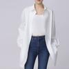 Mall 1116 Women's Clothing Autumn New Versatile Loose Front and Rear Double-breasted Striped Boyfriend Style Long-sleeved Shirt