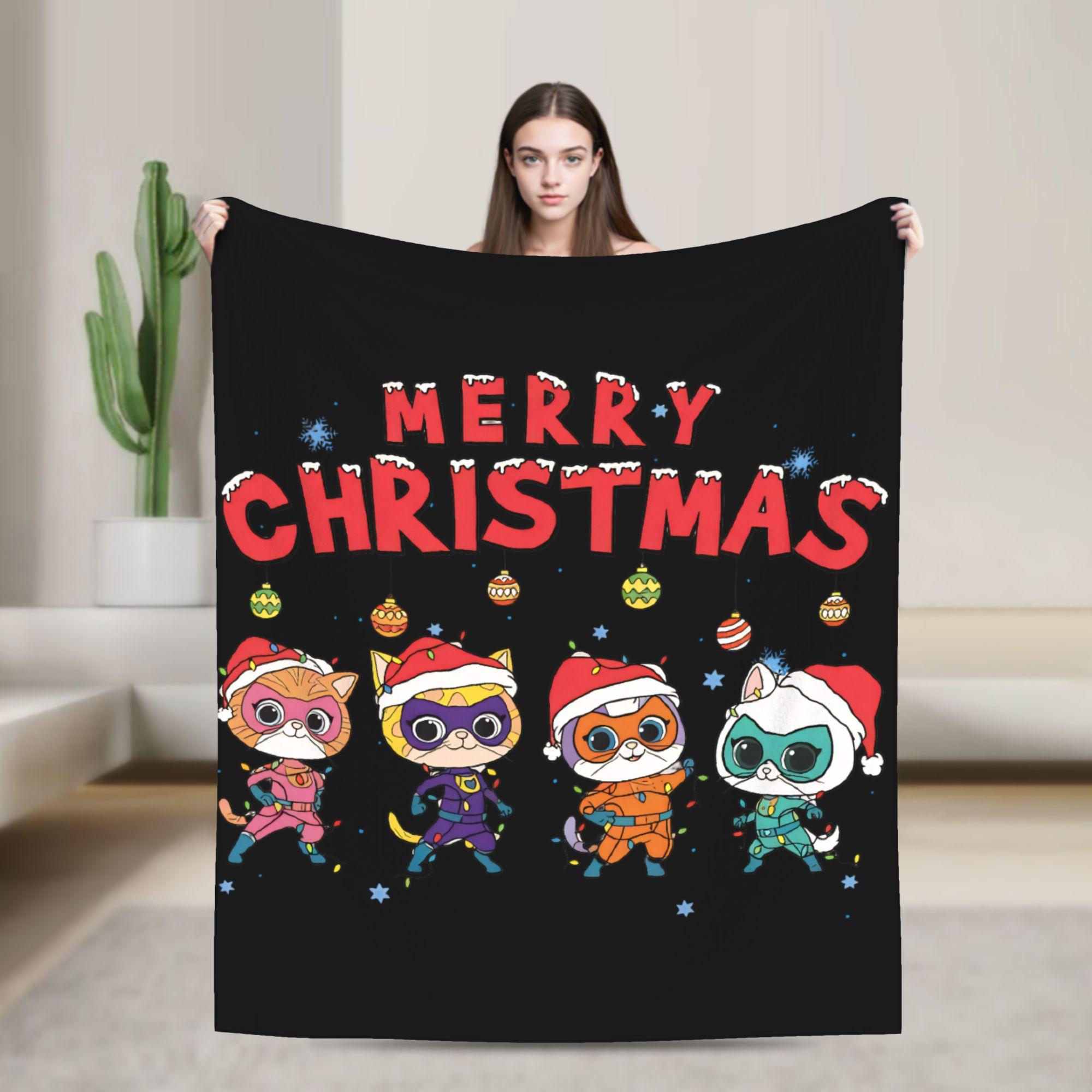 

Super Kitties Anime Cat Blankets Flannel Throw Blankets Bedroom Sofa Portable Soft Warm Bedsprea 30x40in