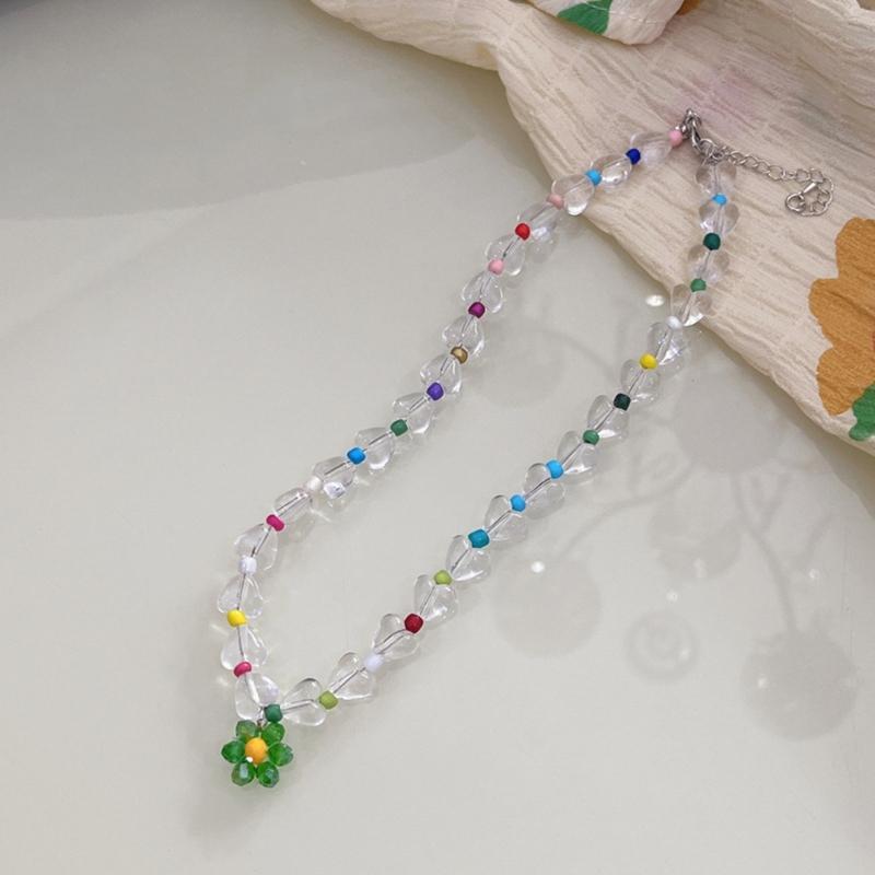 Beaded Necklaces Women Flower Pendant Chokers Artificial Crystal Material Party Jewelry Accessories Gift for Woman Girls