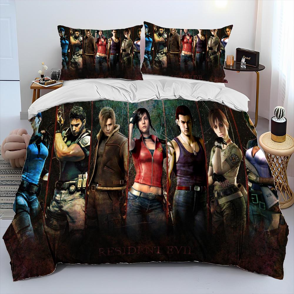 3D R-Resident Evil Games Gamer Comforter Bedding Set,Duvet Cover Bed Set Quilt Cover Pillowcase,king Queen Size Bedding Set Kid