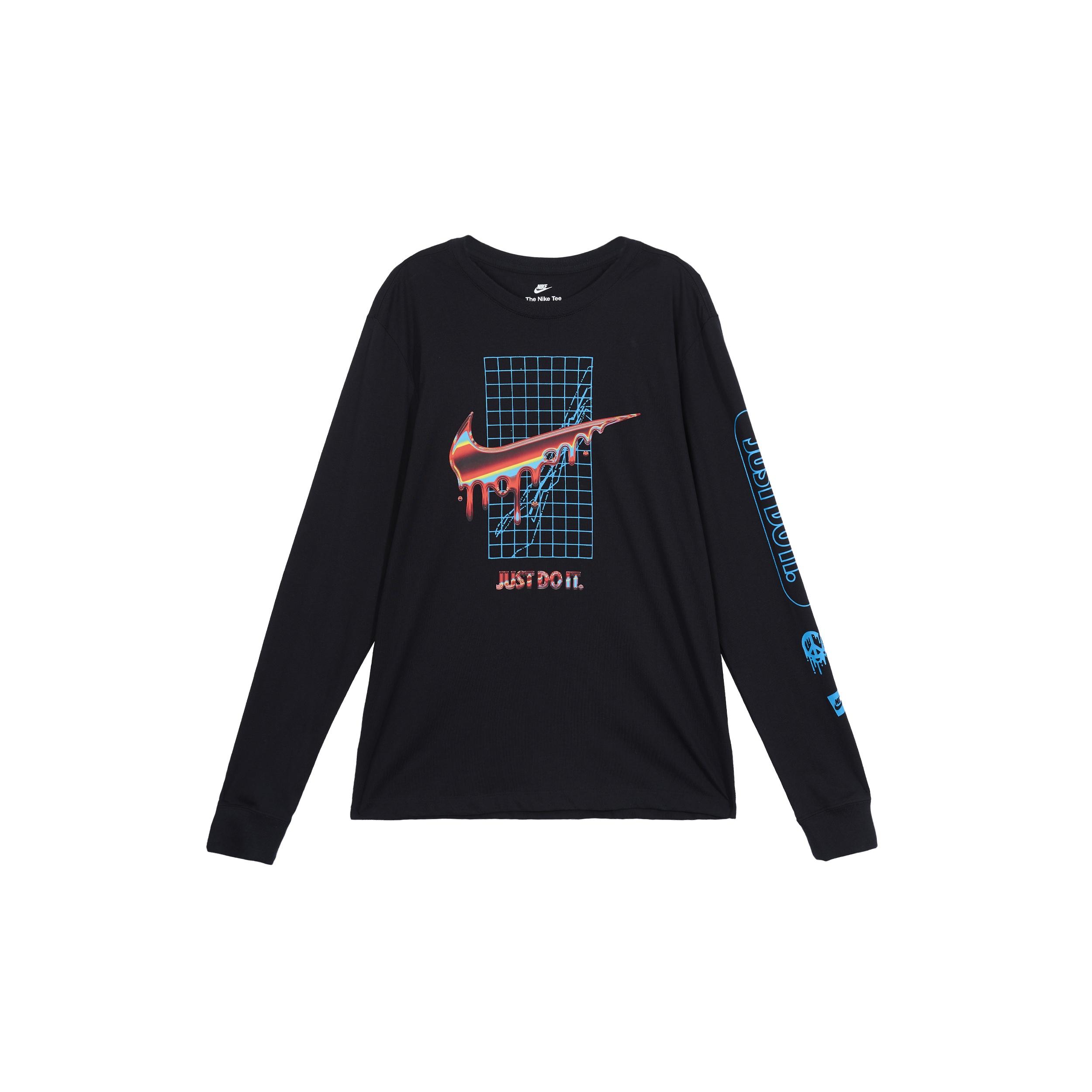 Nike Alphabet Logo Pattern Printing Long Sleeves Asia Edition Black T-Shirt Men s DR8075-010 S