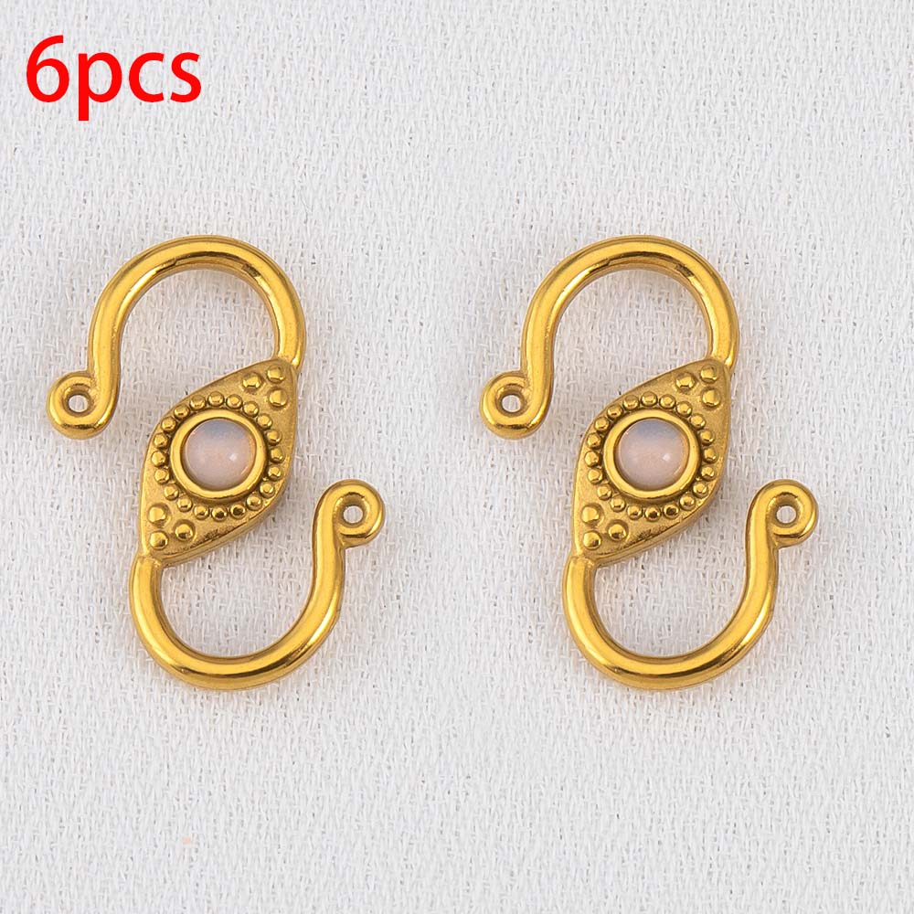 2pcs 6pcs Stainless Steel Natural Stone S Shape Hook Clasps Connectors Jewelry Makings Findings DIY Eye Clasp Jewelry Components