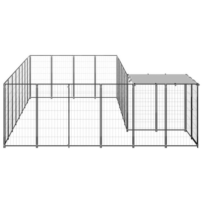 VidaXL Chenil Noir 10,89 m² Acier Enclos pour Chiots Cage Chiens Extérieur 3082226