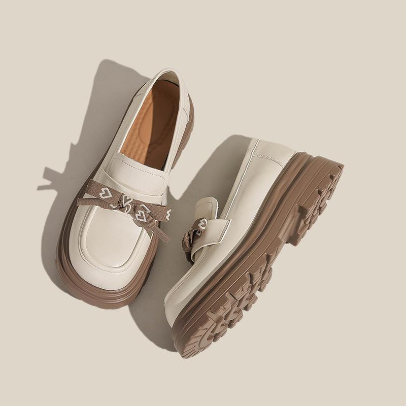 Wish Platform Oxford Shoe Style College Small Leather Shoes Shallow Mouth Butterfly Students Thick Heel Shoes