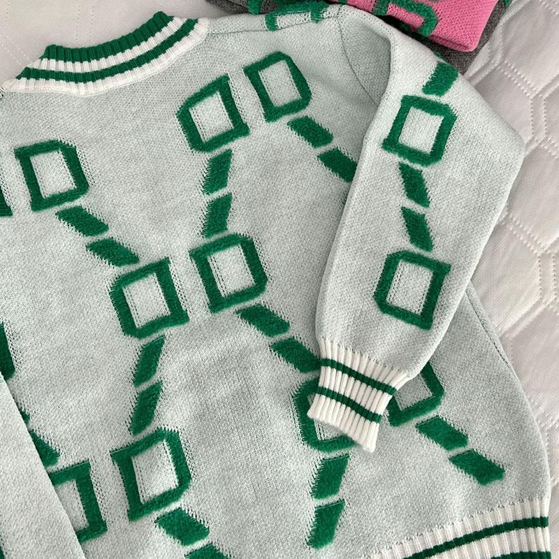 Embroidered Knit Cardigan Women's Loose Sweater V-neck Long Sleeved Single Breasted Buckle Thick Coat Warm Comfortable Casual Commuting Autumn Winter