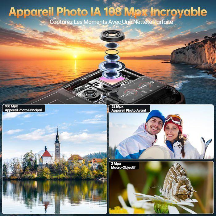 OUKITEL WP300 Smartphone Robuste 5G 36+512Go 6.8" 16000mAh 108MP Telephone Portable Incassable Écouteurs/Montre Avec Écran/NFC Rouge