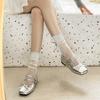 French ballet flat shoes summer new with skirt light mouth single shoes silver Mary Jane shoes
