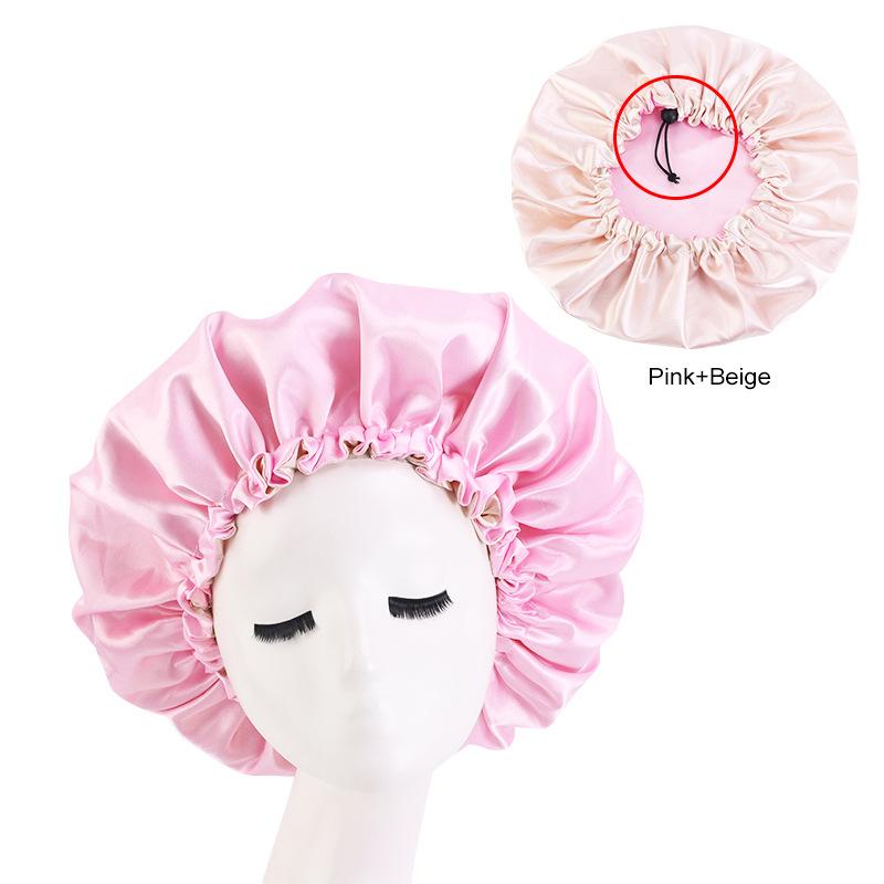 Women Satin Solid Sleeping Hat Night Sleep Cap for Women Shower Caps Waterproof Solid Sleeping Hair Bonnets Adjustable Cap
