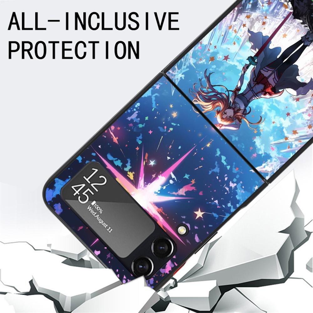 Anime Sword Art Online SAO Phone Case for Samsung Galaxy Z Flip7 Flip6 5G Flip4 Flip5 Flip3 Black Hard Cover Z Flip 7 6 5 4 3 Co
