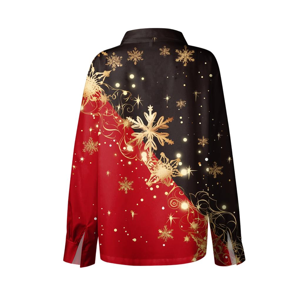 Women's Shirt With Floral Print Buttons, Long Sleeved Casual Regular Shirt Blouses Casual Plus Size Basic Tops