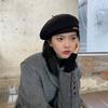 Lettle label Winter Beret temperament sweet solid color tweed painter hat