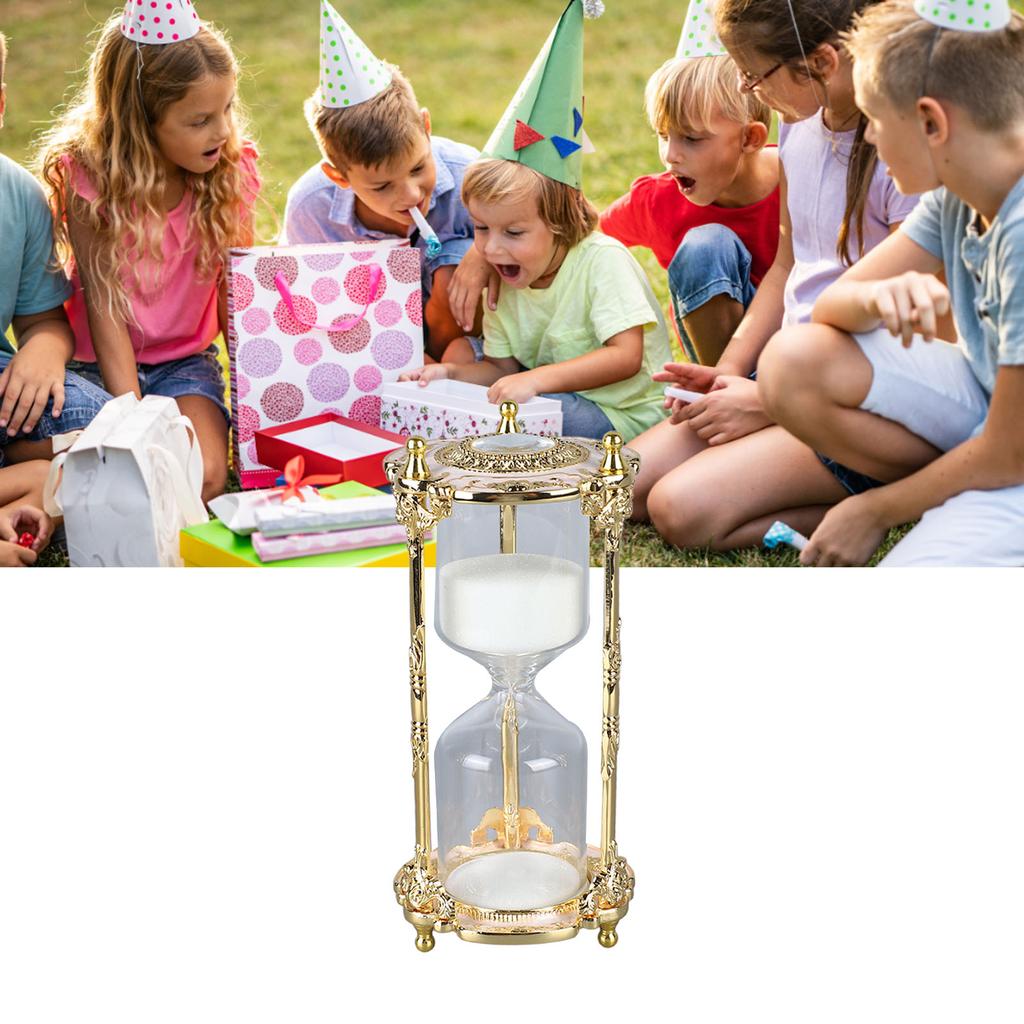 Antique Sand Hourglass Timer Metal Elegant 15 Minutes Decorative Hourglass for Wedding Home Desk