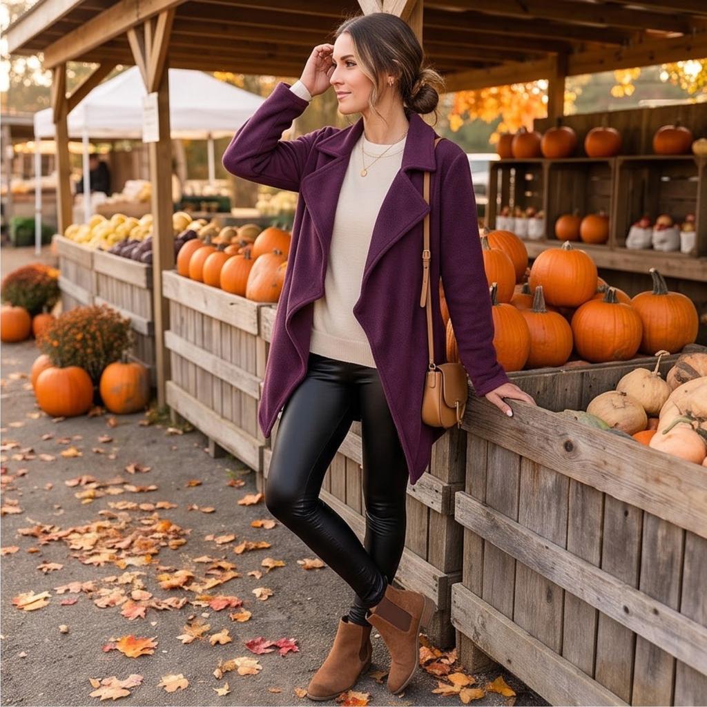 Women's Casual Open Front Wool Cardigan Coat, Long Sleeve, Color, Fall Winter Outerwear
