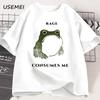 Unisexs T Shirts Funny Rage Consumes Me Frog Graphic T Shirts Vintage Cotton Short Sleeve Printed Tshirt Unisexs Clothes Streetwear