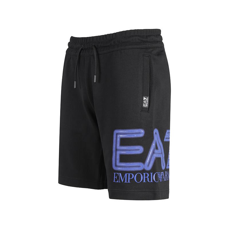 Emporio Armani EA7 SS24 Logo Print Loose Bermuda Casual Shorts Men shorts Black 3DPS76-PJSHZ-1200